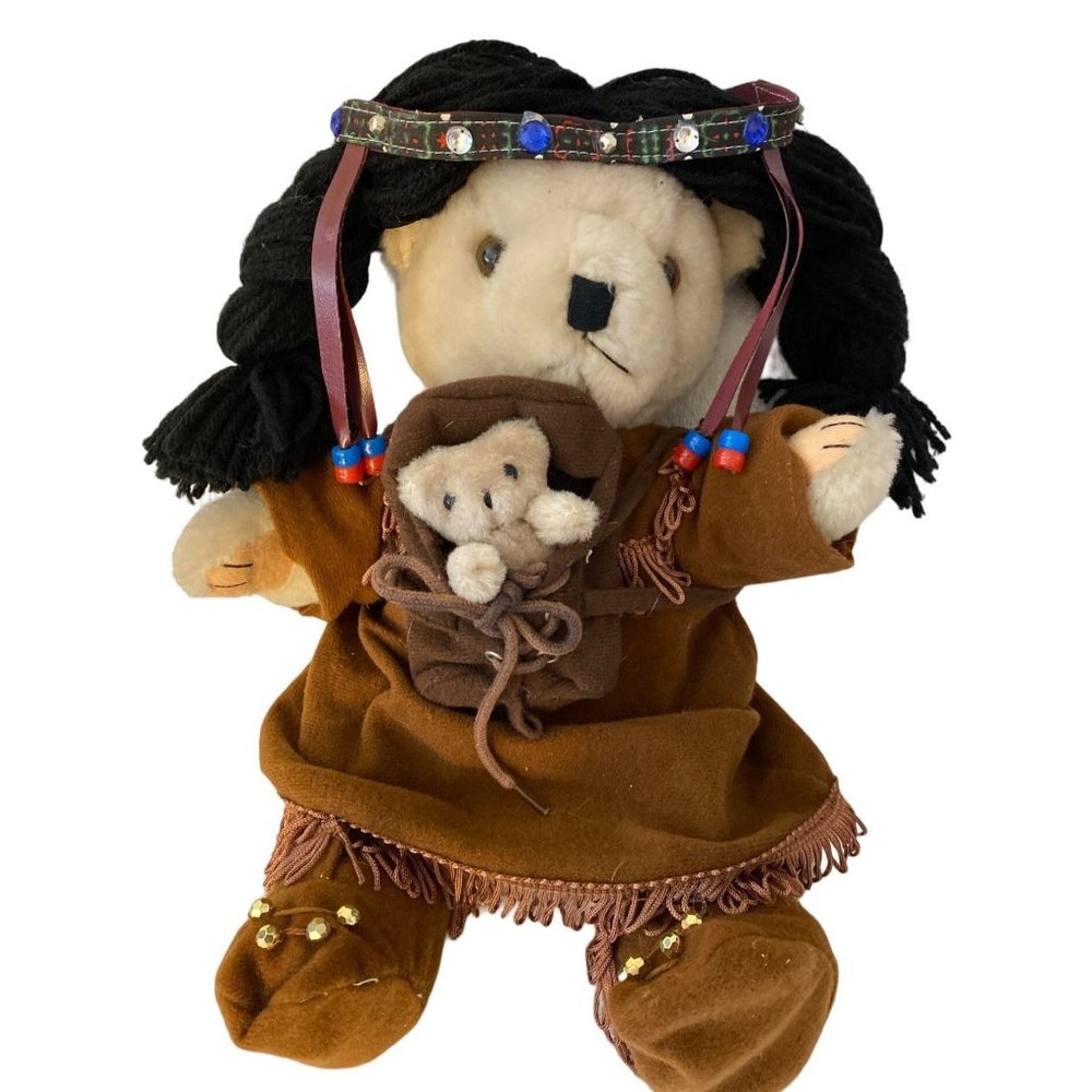 14" American Indian Squaw w Papoose Bear Tender Heart Treasures Plush Stuffed 19